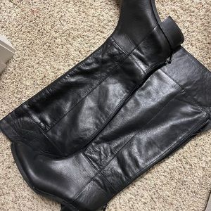 USED Franco Sarto Black Knee High Rider Boots